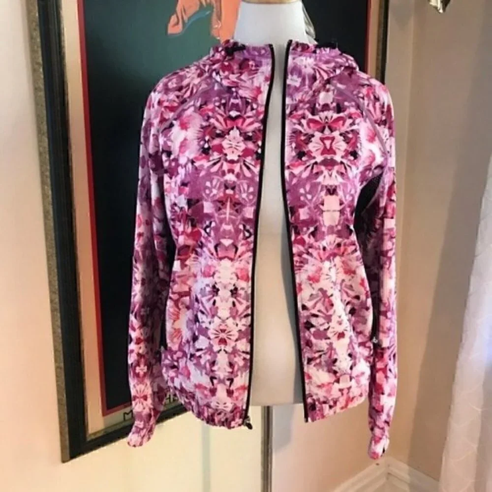 Champion:Athleisure Pink/Black Geometric Jacket L